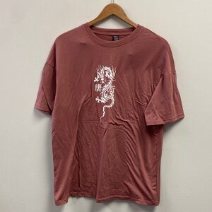 SHEIN Women Tee in Dusty Rose with White Graphic